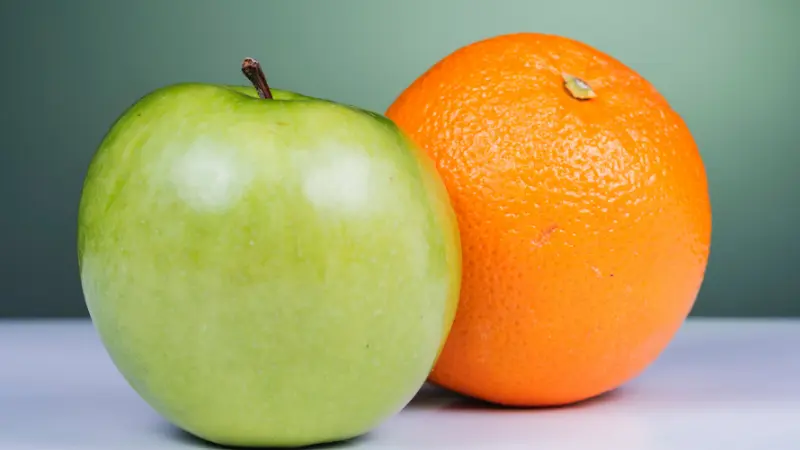 comparaison entre pomme et orange