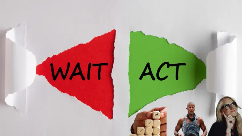 Concept d'attendre ou agir, Techniques pour agir,  photos de mel robbins et David Goggins