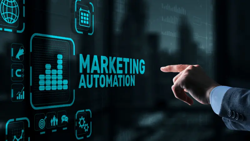 Concept d'automatisation du marketing. Technologies commerciales, internet et réseaux