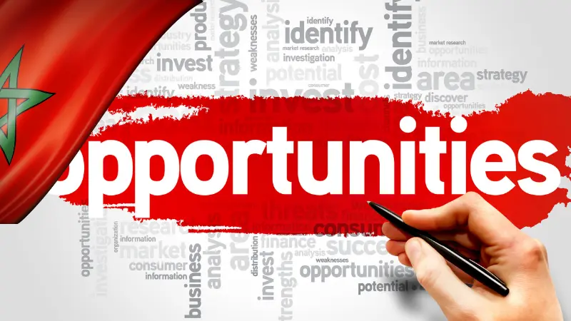 Opportunités au Maoc avec un drapeau du maroc