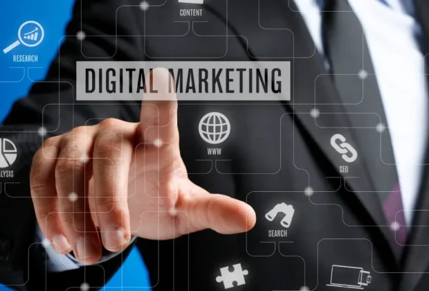 concept de marketing numérique sur écran tactile